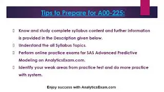 How to Prepare for A00-225 exam on SAS Advanced Analytics Professional Certification?
