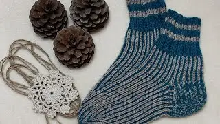 Интересные носки из вертикальных полос! Мастер класс!