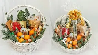 Christmas Gift Grocery Basket MASTER-CLASS. Gift for the New Year. How to wrap with foil
