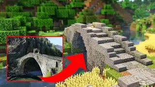 Minecraft - How to Build a Bridge [Tutorial] - Medieval Stone Bridge