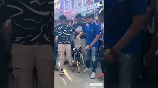 Cool Suresh takes it to the next level by bringing a live goat for #Vijay's #GOAT #FDFS. #dtnext