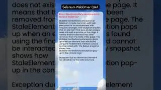 What is StaleElementReferenceException in Selenium WebDriver