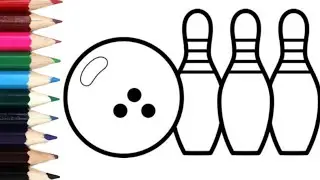 how to draw a bowling game|| learning games || very easy to draw || drawing craft for kids #bowling