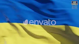 The national flag of Ukraine fluttering in the wind.