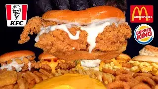 ASMR MUKBANG KFC MCDONALDS BURGER KING CHICKEN BURGERS BIG MAC CHEESE BURGERS & FRIES | WITH CHEESE