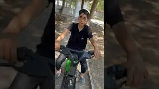 He rented an electric bike and is riding around 