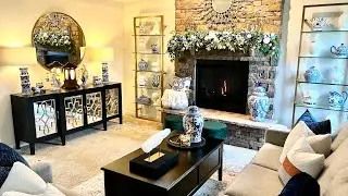 NEW* CLEAN AND DECORATE MY LIVING ROOM | BLUE AND WHITE CHINOISERIE DECOR