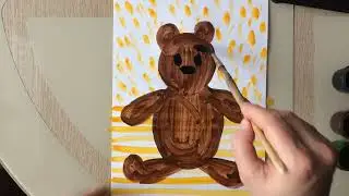 #62. Как нарисовать мишку с детьми 3 - 4 лет