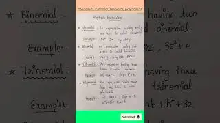 Algebraic expression Monomial, binomial, trinomial and polynomial