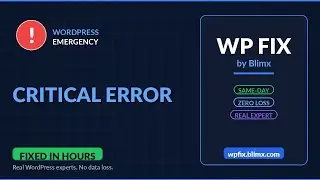 WordPress Critical Error - Fix It Fast | No Data Loss | WP Fix by Blimx