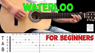WATERLOO | Easy guitar melody lesson for BEGINNERS (tabs & BACKING TRACK) - ABBA