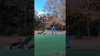 Preparing our Backyard Putting Green for @TheMasters #shorts #golf #mowing