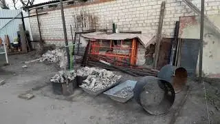 Гараж из профиля.  6×9 в одного не спеша. (2 день)