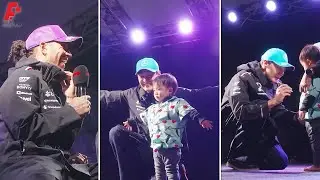 Lewis Hamilton and George Russell having a good time with a little Japanese fan | Behind the Scenes