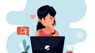 Lottie animation girl at a laptop