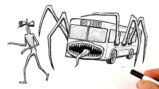 How to draw a Bus Eater attacking Siren Head