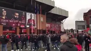 AS Roma Fans Attacking Liverpool Supporters In Front Of Anfield | 24/04/2018