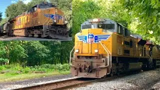 UP SD70Ace Leader, New Rebuilds and CSX Q412 and Q438,all on the River Line!