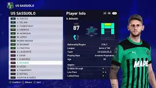 SASSUOLO PLAYER FACEPACK, KITSPACK AND FILE EDIT | PES 2021| PC VERSION