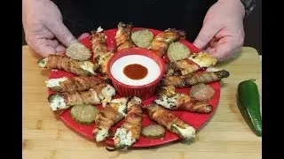 Bacon Wrapped Jalapeno Poppers!  EASY!