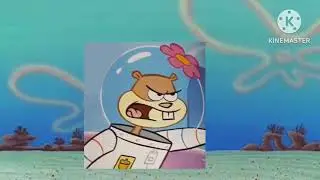 Sandy cheeks trying a get pizza from Spongebob