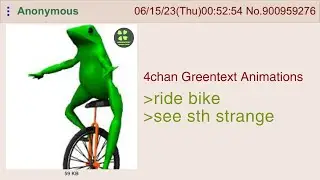 Anon rides  bike through town | 4chan Greentext Animations