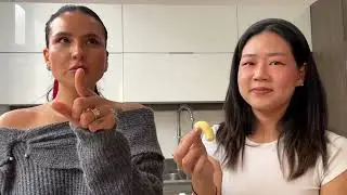 Celeste Pellegrini y yo probando productos coreanos parte II