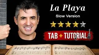 La Playa by Claude Ciari (slow version) | Fingerstyle Guitar Tutorial + Sheet & Tab