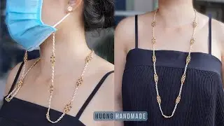 Long necklace. Beaded mask holder tutorial