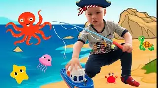 DIY FISHING | FISHING FOR KIDS game | Sasha learns the underwater world