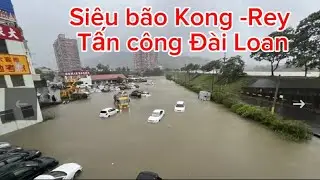 Bão Kong-Rey đổ bộ vào Đài Loan kèm theo mưa lớn gió giật