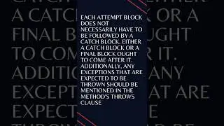 JAVA 100 INTERVIEW VIVA QUES ||Is it mandatory for a catch block to be followed after a try block?