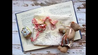 Shabby Chic Mixed Media Canvas Zipper Pouch