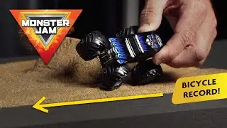 FARTHEST MONSTER TRUCK BICYCLE RECORD! MONSTER JAM HOW TO BREAK WORLD RECORDS