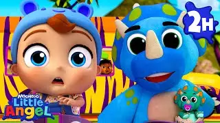 Magic Dinosaur Wheels On the Bus | Little Angel | 🚌Wheels on the BUS Songs! | 🚌Nursery Rhymes