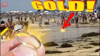 I Found small GOLD Metal Detecting This BIG SoCal Beach!!