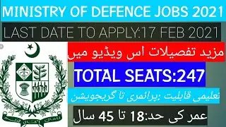 MINISTRY OF DEFENCE JOBS 2021