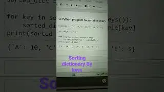 2.21 Sorting Dictionary by keys