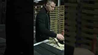 Красим тонкий пил #краскидоски #пиломатериалы #производство #доски #древесина #доска #краски