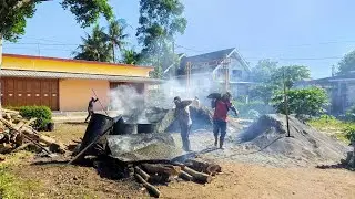 Menggoreng Batu Pecah 5 mm dengan Aspal