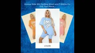 Buy Womens Amour Side Slit Cycling Short and T-Shirts Co-Ord Two Piece Set with Front Amour Slogan