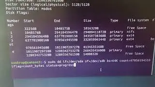 Ubuntu. Клонирование трёх системных разделов на другой диск с помощью dd