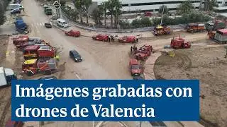 Imágenes grabadas con drones del Ejército en Valencia