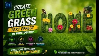 Green Grass Text Effect in Photoshop | Create Realistic Nature Typography