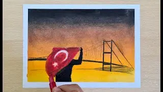 15 temmuz resmi çizimi pastel boya çalışmaları