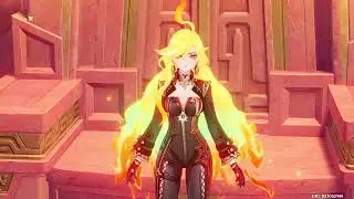 Archon Pyro Mavuika first appearance in Genshin Impact with her burning hair