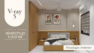 Design Small bedroom | Sketchup tutorial | Vray 5 Sketchup interior | Pixologic Interior