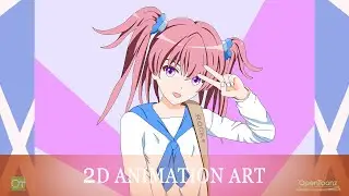 Speed drawing high school anime girl in digital animation software