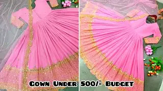 Under Rs.500/- Gown tutorial #diyclothes #gown #oldsareintoruffledress