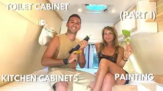 AMBULANCE BUILD SERIES | Transforming our van with a new KITCHEN CABINET and a PAINT JOB!!
